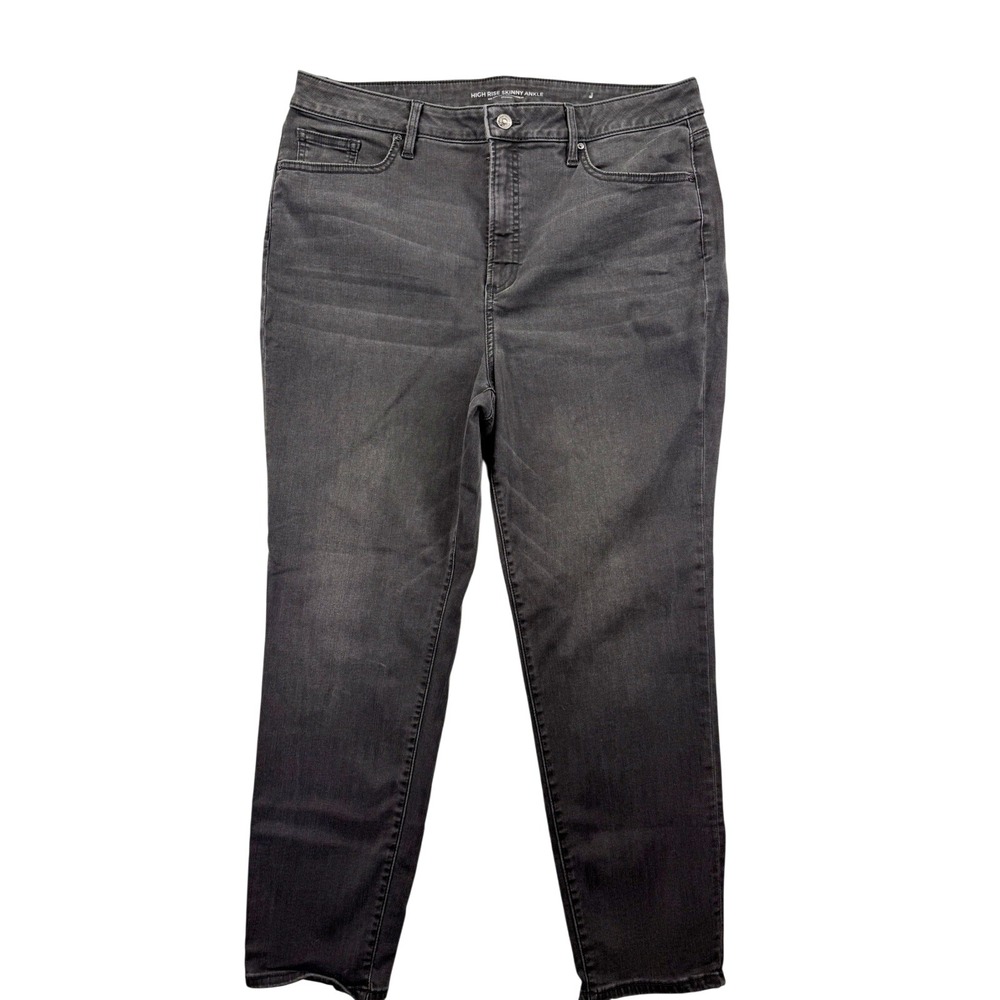 Chico's High-Rise Skinny Ankle Pants Jeans 3R/16 Black Boho Relaxed Goth Y2K